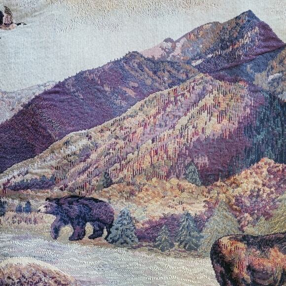 VTG 27x27 Tapestry Fabric Sample LaCrosse Furniture Co Country Wild Life Scene - Picture 4 of 6